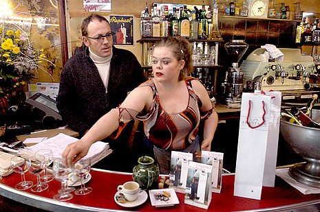 Daniel Karrenbauer, the owner of Chez Paul, and Val�rie Becquet, a waitress, Paris, January 2004.